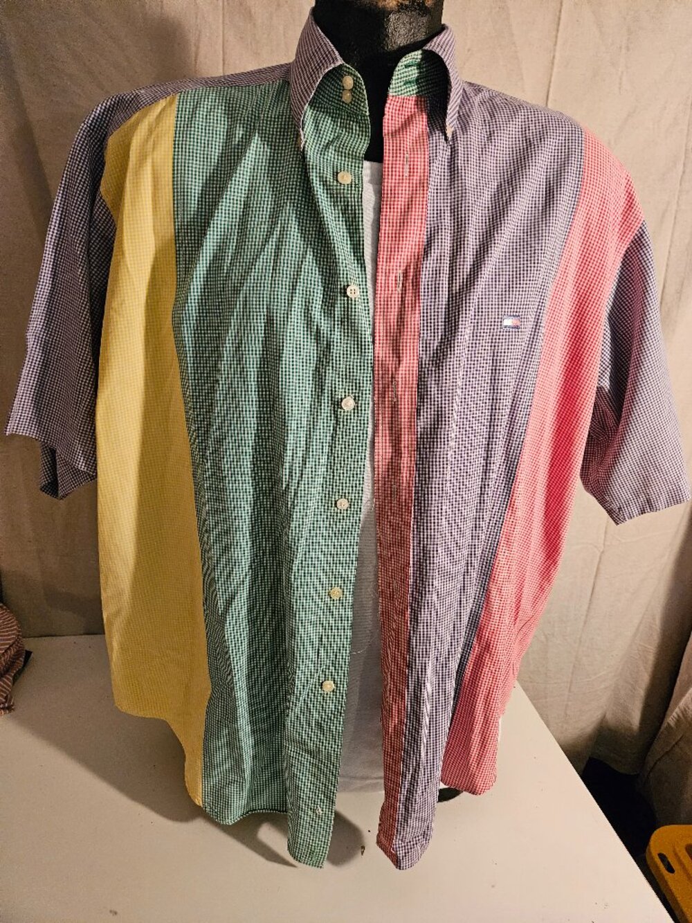 Men's Check Colorblock S/S Shirt from Tommy Hilfiger MINT Size L Large
